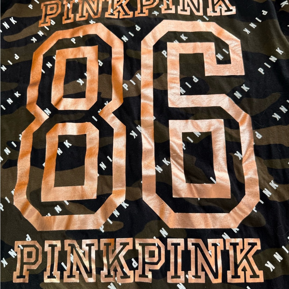 PINK Victoria's Secret Camouflage Tee with Gold Accents